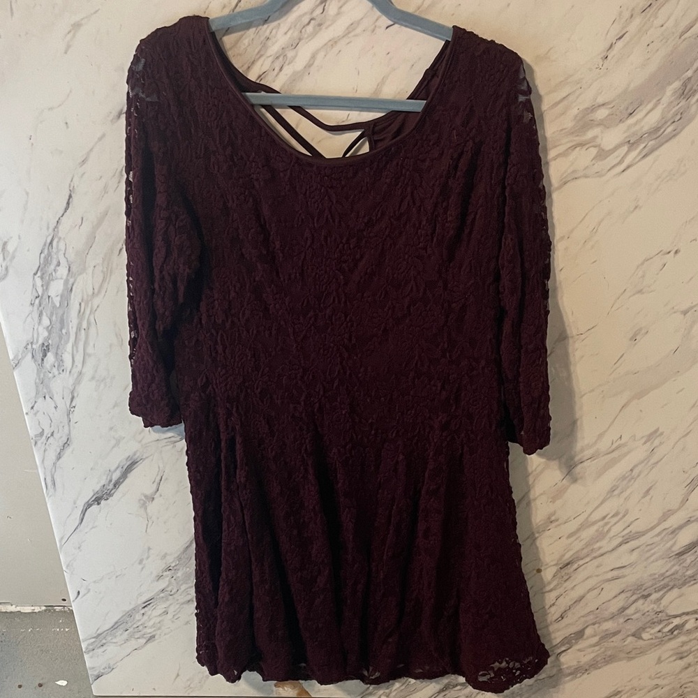 Maurices Deep Burgundy Lace Dress